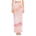 Pink Marble Print High Slit Maxi Skirt