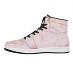 Pink Marble Print High Top Leather Sneakers