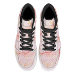 Pink Marble Print High Top Leather Sneakers