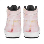 Pink Marble Print High Top Leather Sneakers