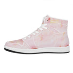 Pink Marble Print High Top Leather Sneakers