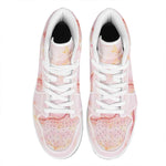 Pink Marble Print High Top Leather Sneakers