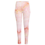 Pink Marble Print High-Waisted Pocket Leggings