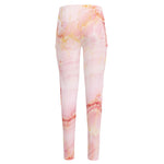 Pink Marble Print High-Waisted Pocket Leggings