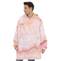 Pink Marble Print Hoodie Blanket