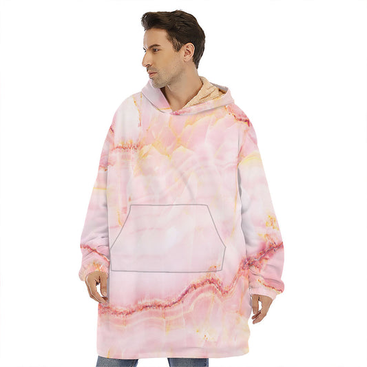 Pink Marble Print Hoodie Blanket