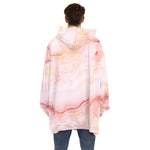 Pink Marble Print Hoodie Blanket
