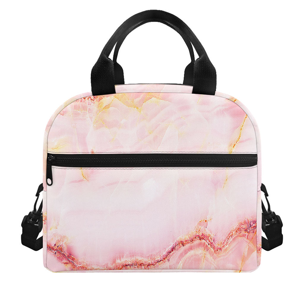 Pink Marble Print Insulated Lunch Bag