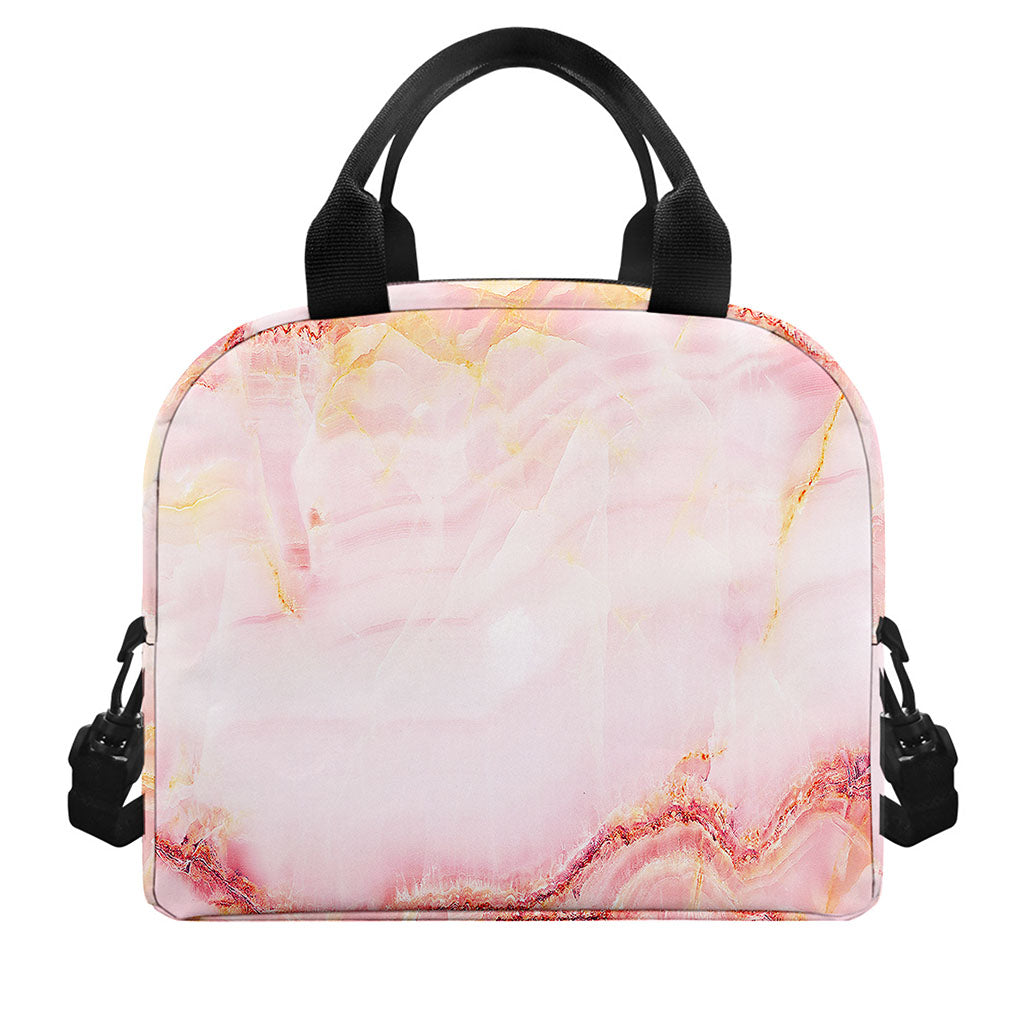 Pink Marble Print Insulated Lunch Bag
