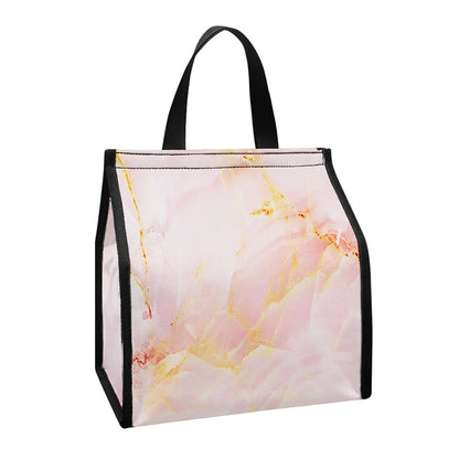 Pink Marble Print Insulated Lunch Tote