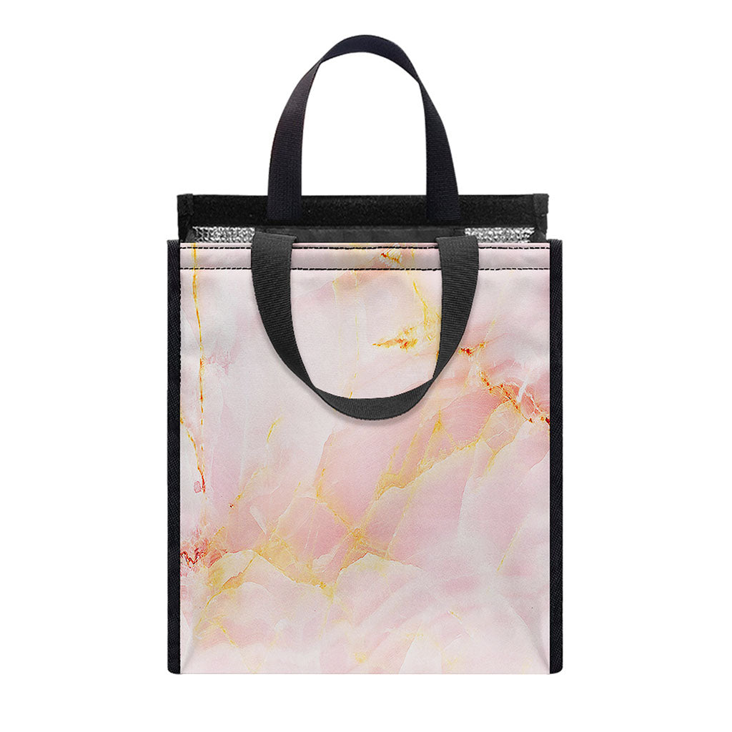Pink Marble Print Insulated Lunch Tote