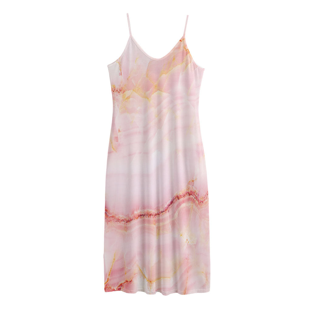 Pink Marble Print Jersey Midi Cami Dress