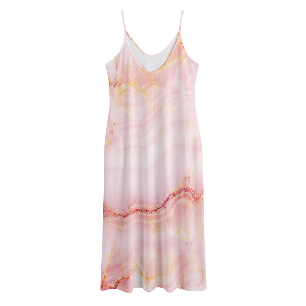 Pink Marble Print Jersey Midi Cami Dress