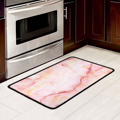 Pink Marble Print Kitchen Mat