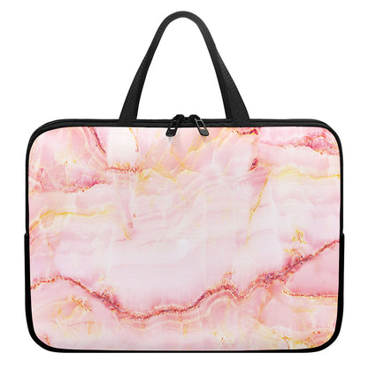 Pink Marble Print Laptop Sleeve With Handle