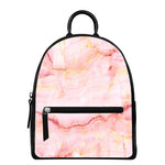 Pink Marble Print Leather Backpack