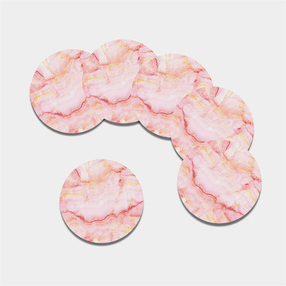 Pink Marble Print Leather Coaster Set