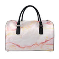 Pink Marble Print Leather Duffel Bag