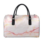 Pink Marble Print Leather Duffle Bag
