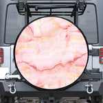 Pink Marble Print Leather Spare Tire Cover