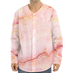 Pink Marble Print Long Sleeve Baseball Jersey