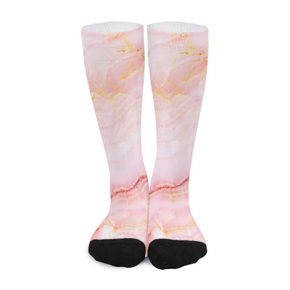 Pink Marble Print Long Socks