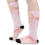Pink Marble Print Long Socks