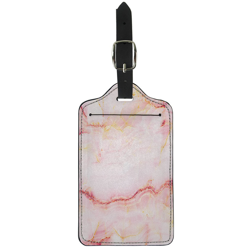 Pink Marble Print Luggage Tag