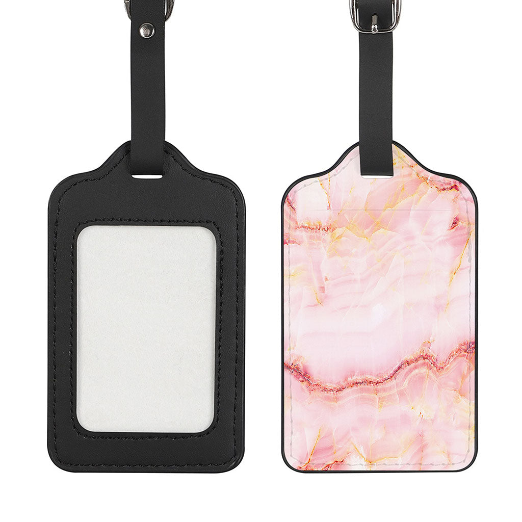 Pink Marble Print Luggage Tag