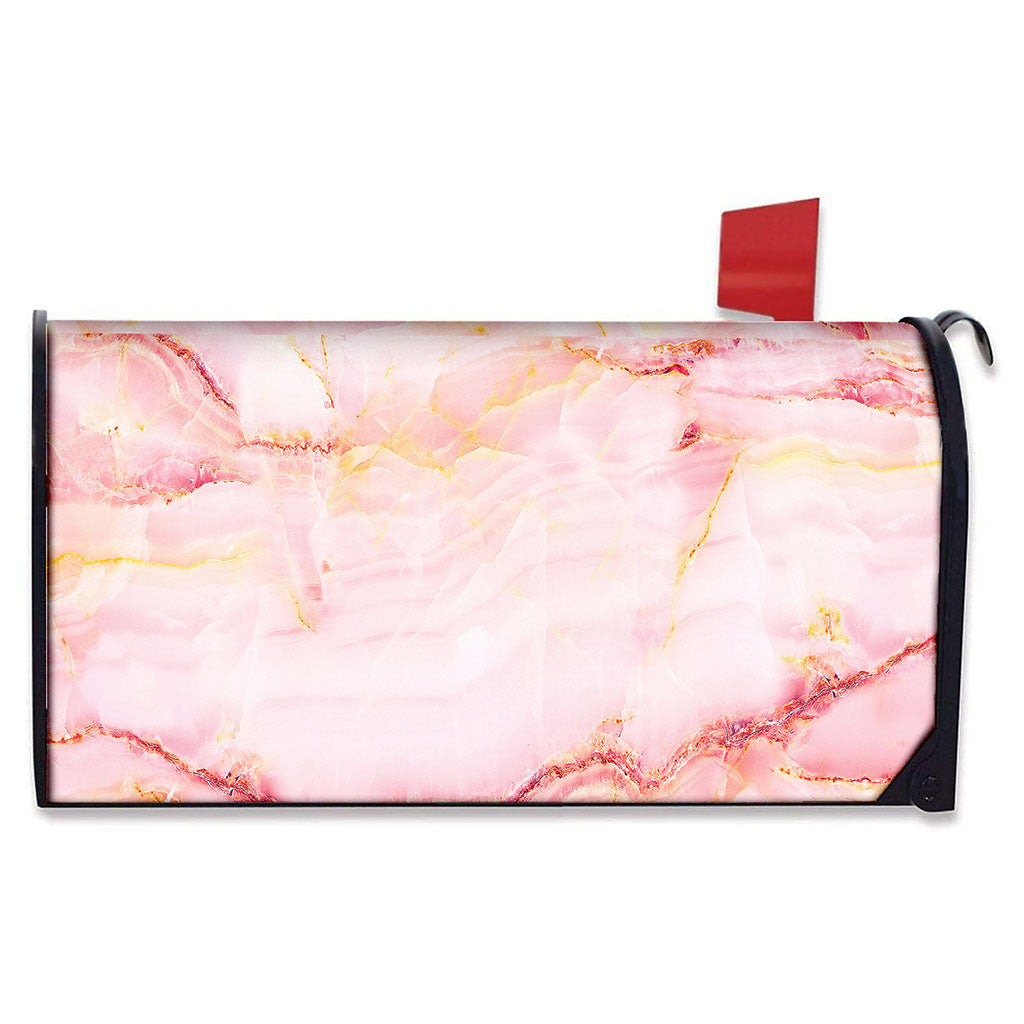 Pink Marble Print Mailbox Cover