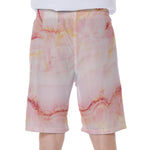 Pink Marble Print Men's Beach Shorts