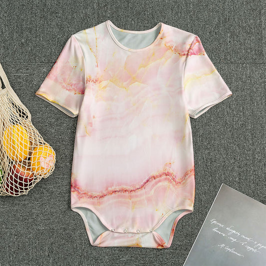 Pink Marble Print Men's Bodysuit