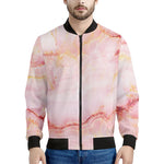 Pink Marble Print Men's Bomber Jacket