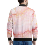 Pink Marble Print Men's Bomber Jacket