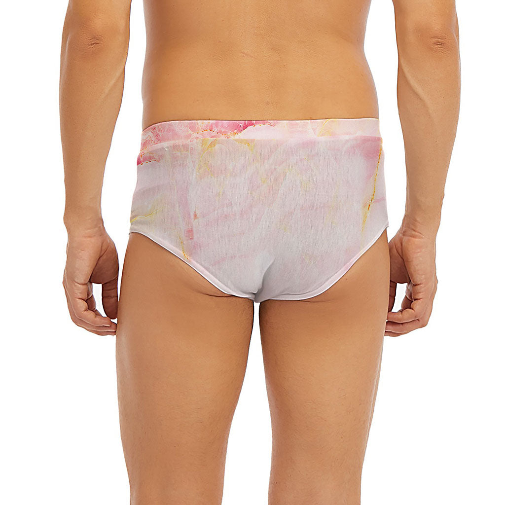 Pink Marble Print Men's Briefs