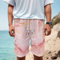 Pink Marble Print Men's Cargo Shorts