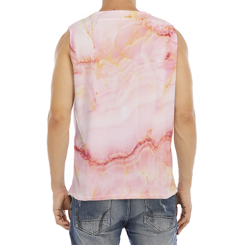 Pink Marble Print Men's Fitness Tank Top
