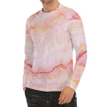 Pink Marble Print Men's Long Sleeve Rash Guard