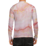 Pink Marble Print Men's Long Sleeve Rash Guard
