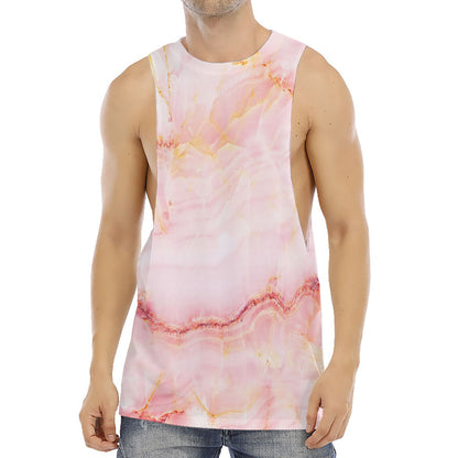 Pink Marble Print Men's Muscle Tank Top