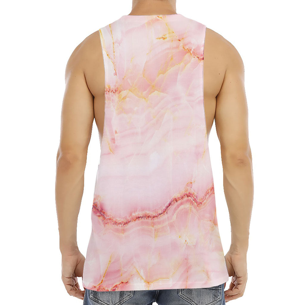 Pink Marble Print Men's Muscle Tank Top