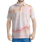 Pink Marble Print Men's Polo Shirt