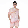Pink Marble Print Men's Romper