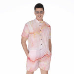 Pink Marble Print Men's Rompers