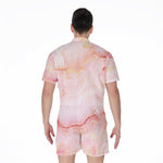 Pink Marble Print Men's Rompers