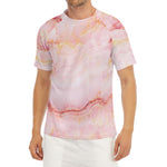 Pink Marble Print Men's Short Sleeve Rash Guard