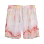 Pink Marble Print Men's Sports Shorts