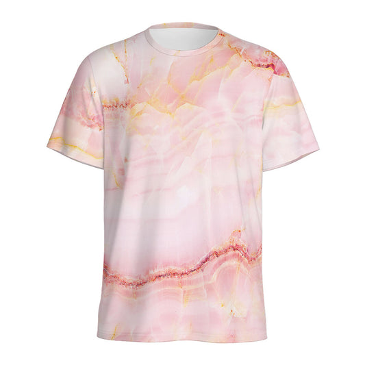 Pink Marble Print Men's Sports T-Shirt