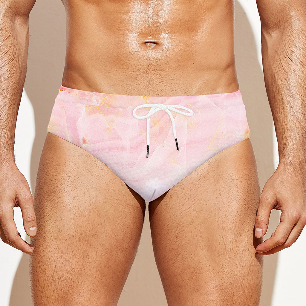 Pink Marble Print Men's Swim Briefs