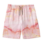 Pink Marble Print Men's Swim Trunks